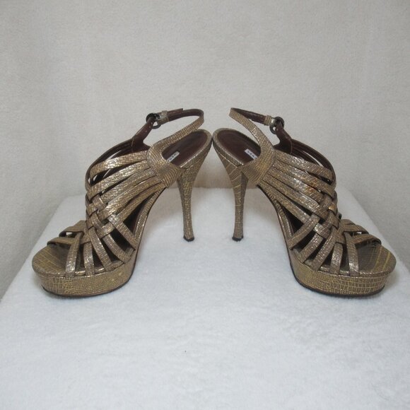Vera Wang Lavender Label Metallic Platform Heels | 37.5 / US 7 - Picture 5 of 9